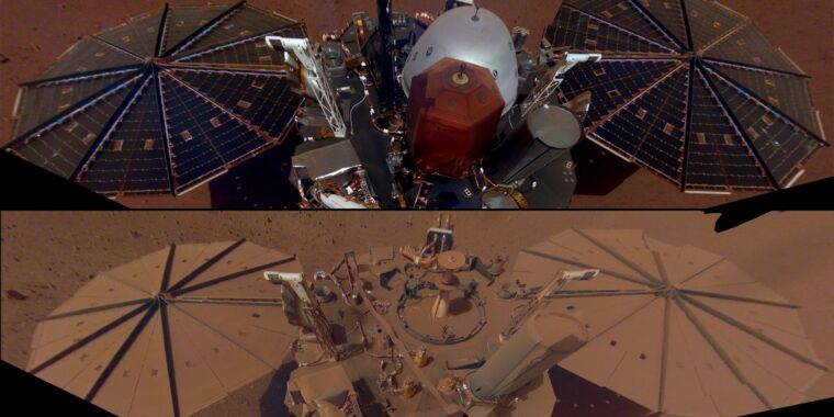 Nowe zdjęcie pokazuje statek kosmiczny NASA pokryty marsjańskim pyłem