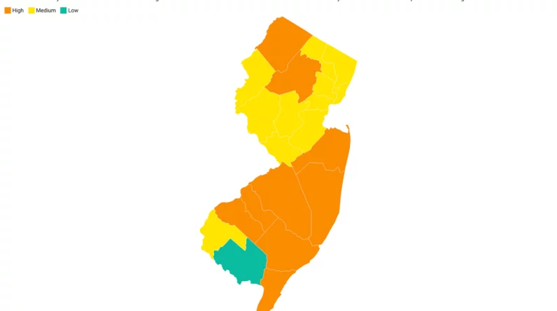 CDC zaleca stosowanie masek w pomieszczeniach w 9 hrabstwach NJ o „wysokim” ryzyku COVID