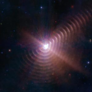 Kilka gwiazd tworzy „odcisk palca” na zdjęciu wykonanym przez Kosmiczny Teleskop Jamesa Webba